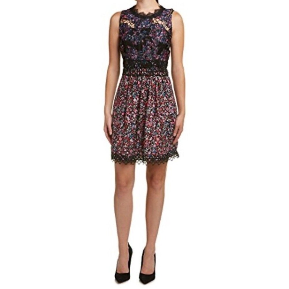 ELIE TAHARI $498 Floral Embroidered Lined Sheath Dress Size 4 Pink/black EUC - Picture 2 of 9